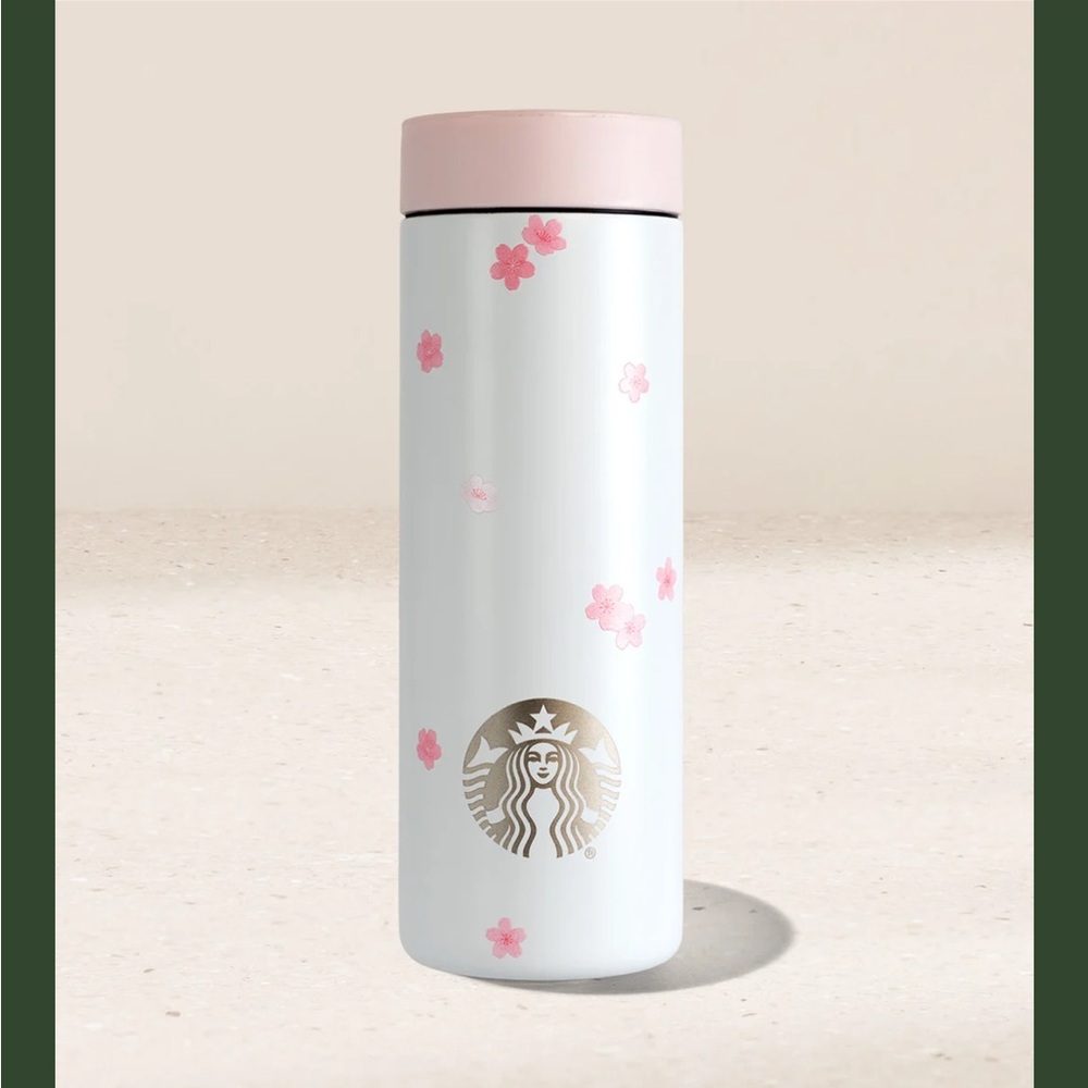 🆕 Starbucks MIIR 16 oz White & Pink Cherry Blossom Stainless Steel Tumbler